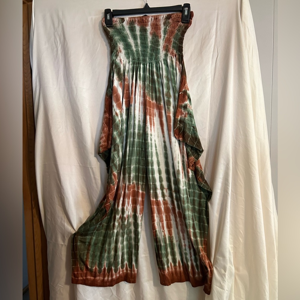 Handmade, Wide leg tie dye harem pants, can also be worn as a jumper. M/L